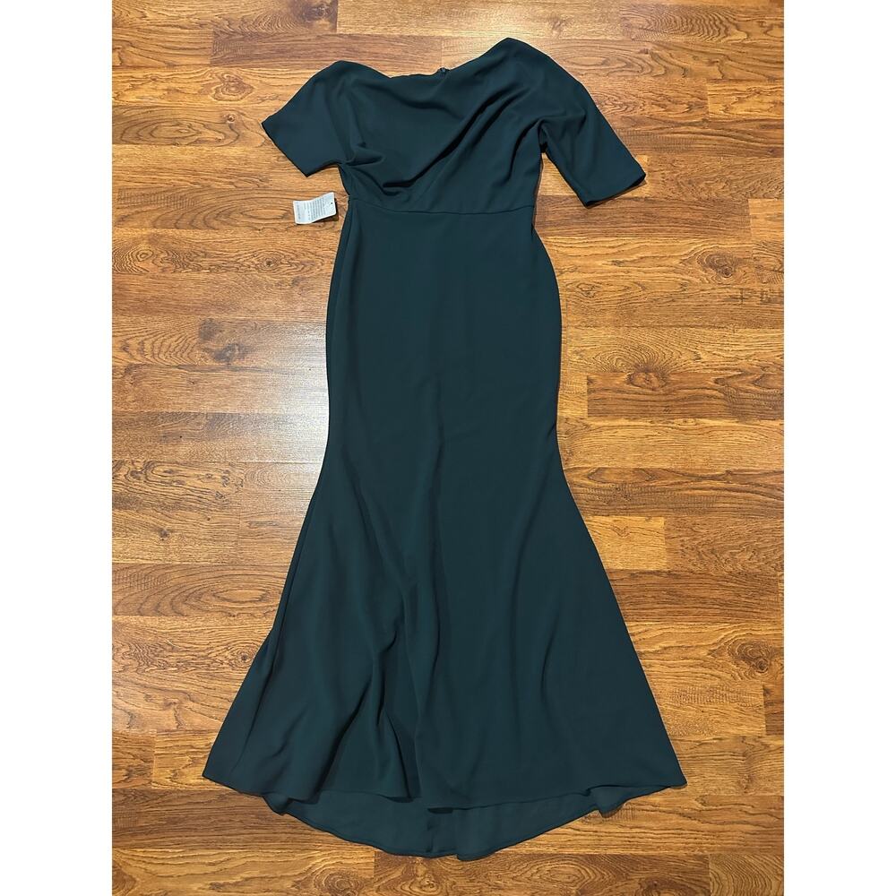 Betsy & Adam Madeline Scuba Off-the-Shoulder Drop Dress Green Size 10 NWT - Picture 3 of 12